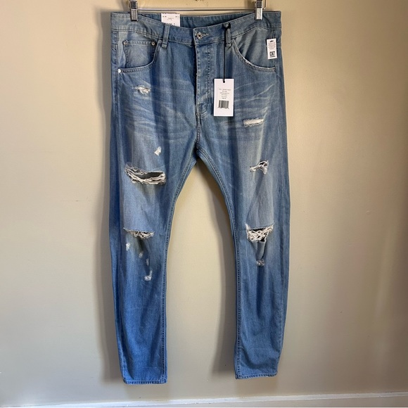 CR7 Cristiano Ronaldo~Type T Tapered Distressed Heavy Rip Button Fly Jeans ~34W - Picture 2 of 15